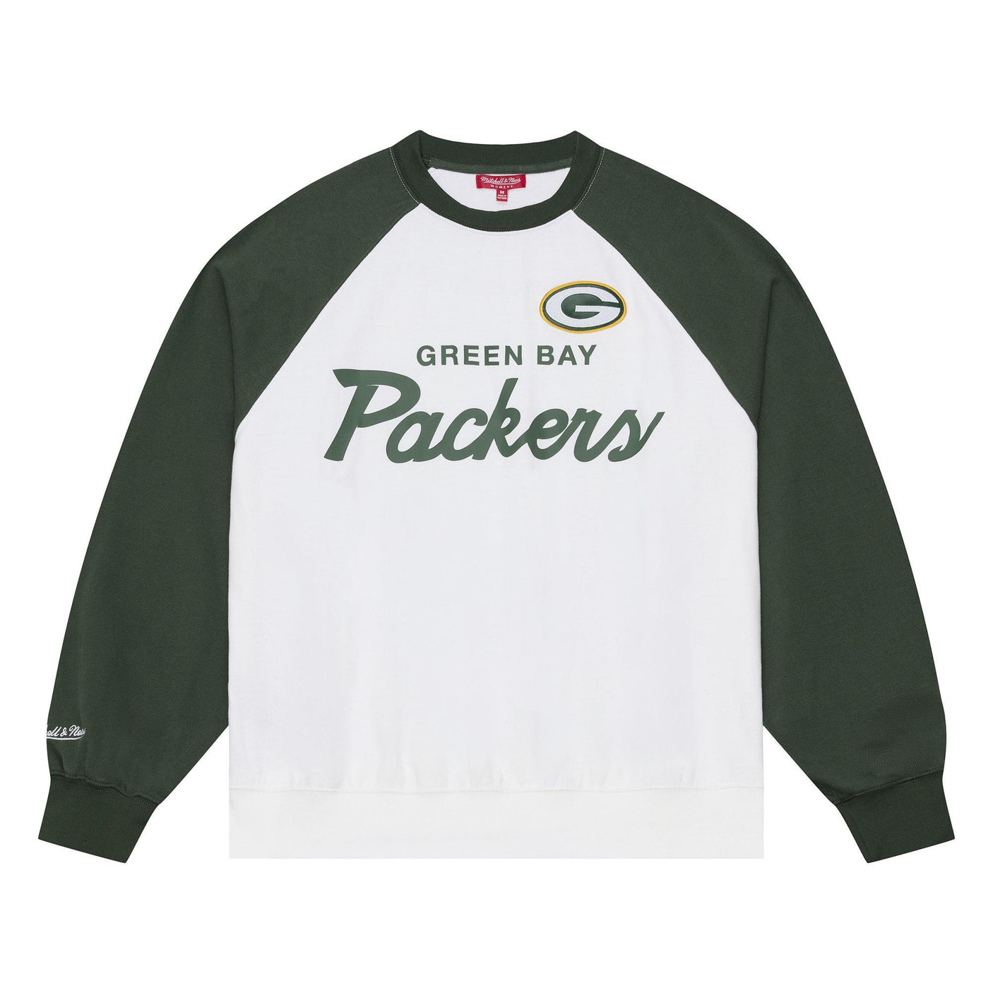 Packers 2026 Mitchell & Ness Women's NFL Head Coach Raglan Crewneck Pro Football Hall of Fame