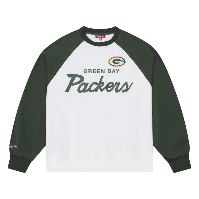 Packers 2026 Mitchell & Ness Women's NFL Head Coach Raglan Crewneck Pro Football Hall of Fame