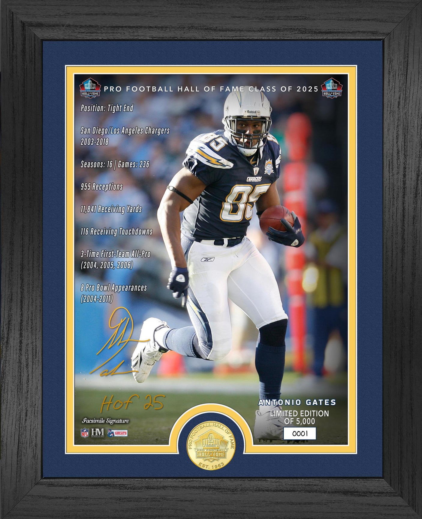 Chargers Antonio Gates Pro Football Hall of Fame Class of 2025 Bronze Coin Photo Mint