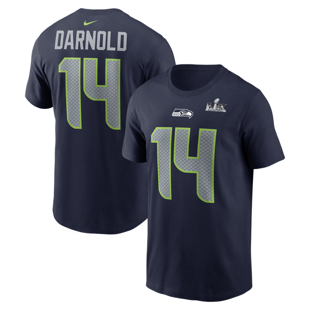 Seahawks Sam Darnold 2026 Men's Super Bowl LX (60) Name and Number T-Shirt