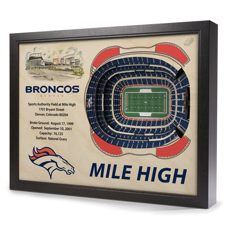 Broncos Stadium View Wall Art 3-D Replica Stadium