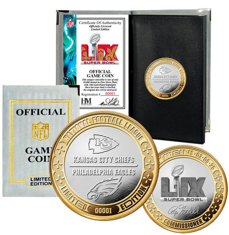 Super Bowl LIX (59) Chiefs vs Eagles Gold and Silver 2-Tone Flip Coin