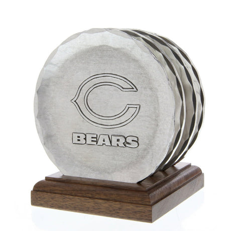 Chicago Bears 4-Piece Aluminum Coaster Set with Caddy