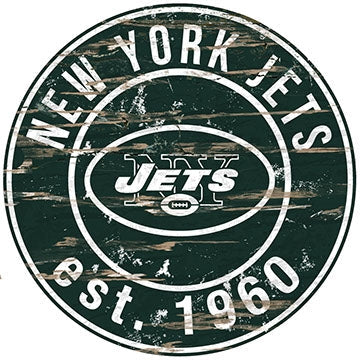 Jets Established Date Distressed Round Wall Art