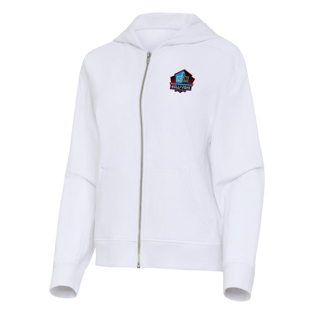 Hall of Fame 2025 Antigua Women's Drizzle Full Zip White Sweatshirt