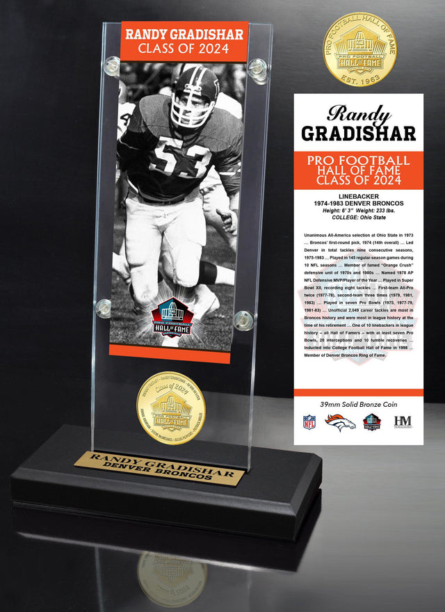 Randy Gradishar Class of 2024 Bronze Coin Ticket Acrylic- DS