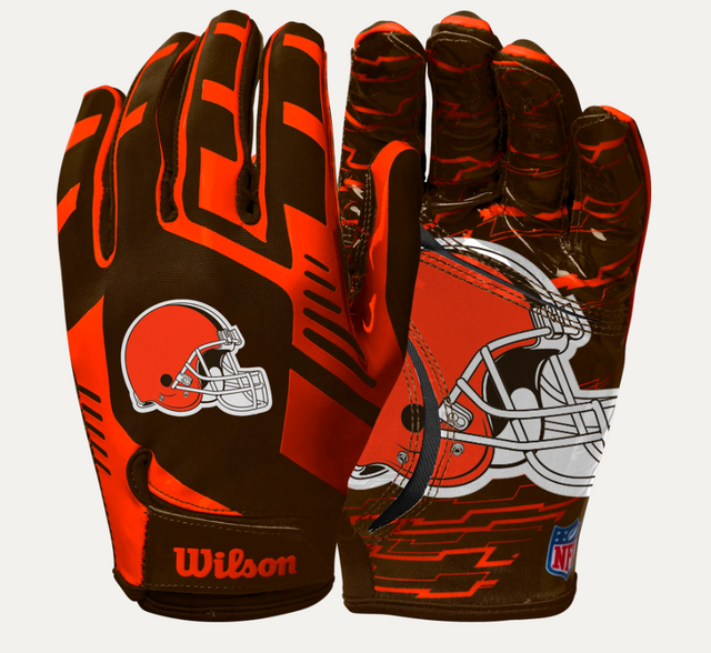 Browns 2025 Wilson Youth NFL Stretch Fit Receivers Gloves Pro Football Hall of Fame