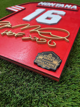 Joe Montana Wood Jersey 3D Sign