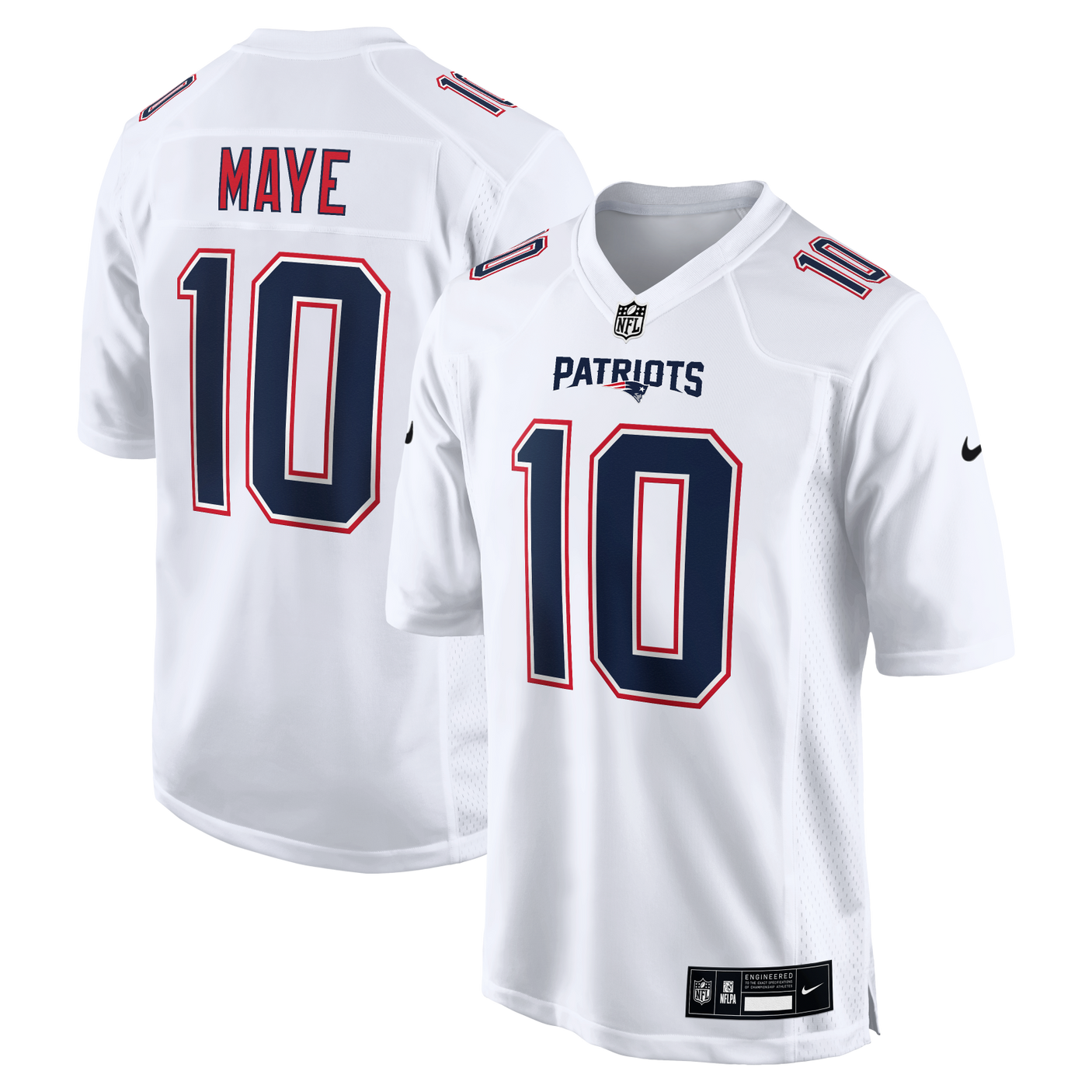 Patriots Drake Maye Men's Tundra White Nike Game Jersey