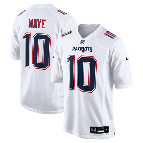 Patriots Drake Maye Men's Tundra White Nike Game Jersey