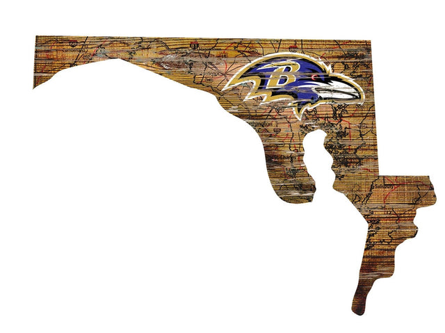 Ravens Distressed State Sign With Team Logo