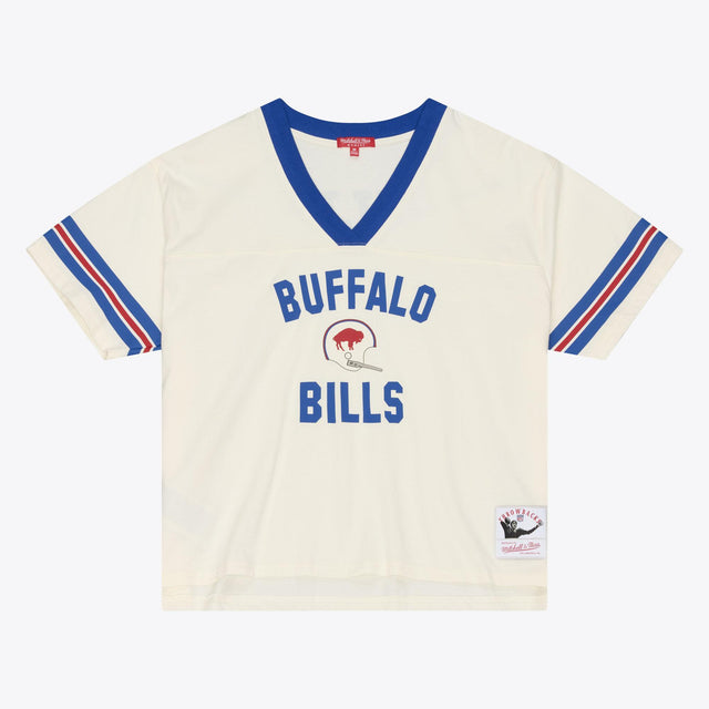 Bills 2026 Mitchell & Ness Women's Retro Roots Crop Boxy Yoke T-Shirt Pro Football Hall of Fame