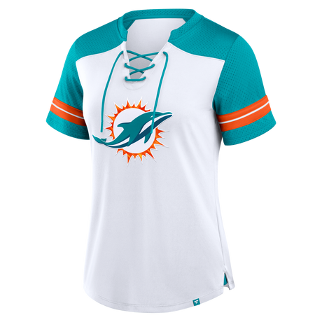 Dolphins Women's Nike Foiled Fashion Lace Up T-Shirt