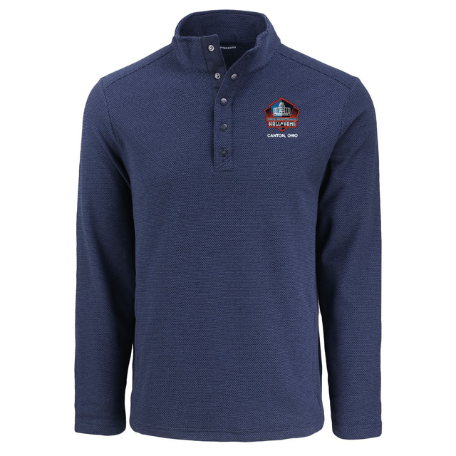 Hall of Fame Cutter and Buck Men's Navy Hunts Point Eco Fleece Snap Pullover