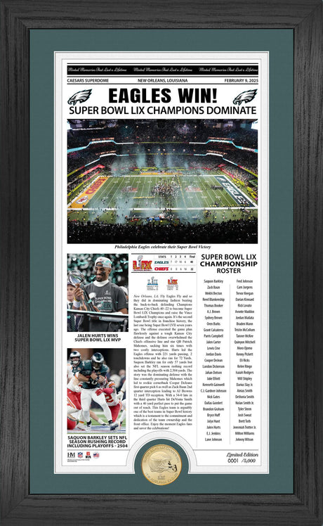 Eagles Super Bowl LIX Champions Front Page Cover Bronze Coin Photo Mint