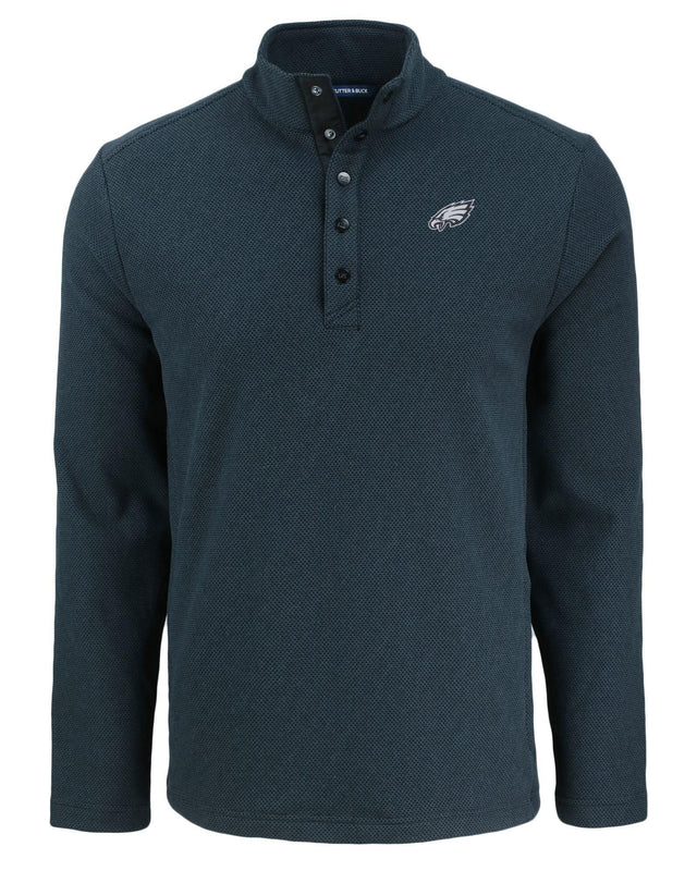 Eagles Cutter and Buck Men's Black Hunts Point Eco Fleece Snap Pullover