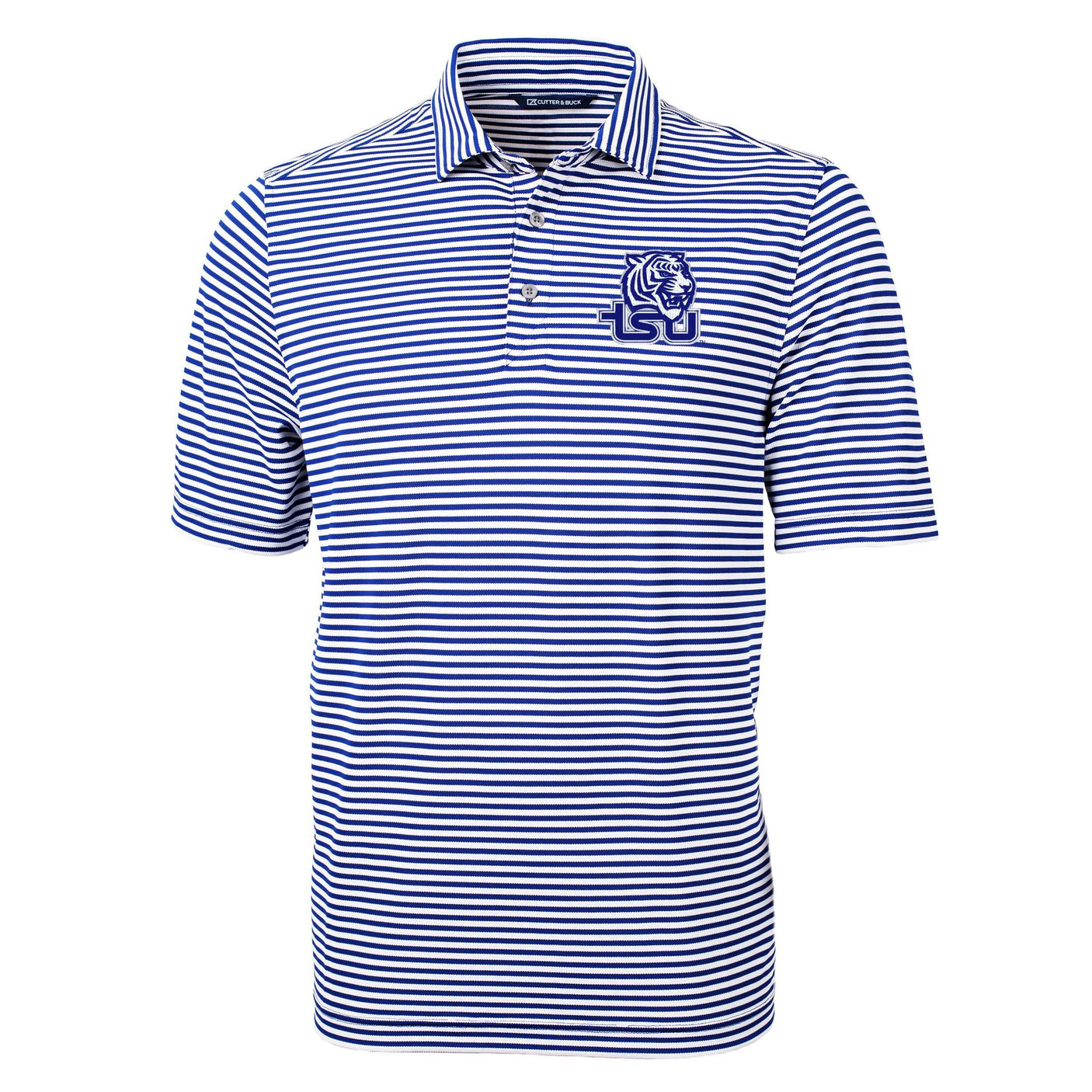 HBCU Team Cutter & Buck Men's Virtue Recycled Stripe Featherlight Pique Polo