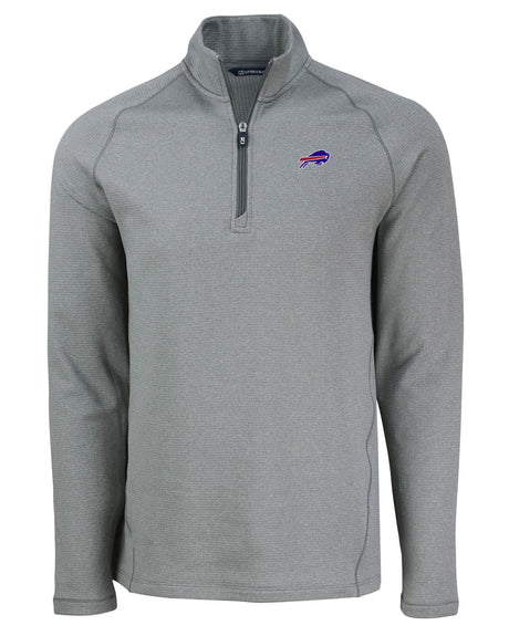 Bills Cutter and Buck Men's Grey Peshastin Eco Fleece Half Zip Pullover