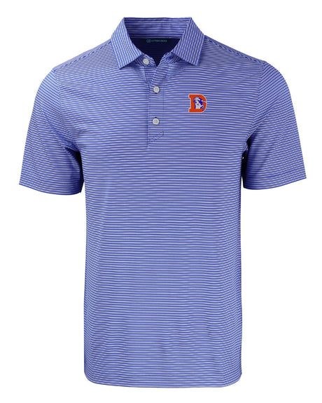 Broncos Cutter and Buck Men's Blue Forge Eco Double Stripe Recycled Polo