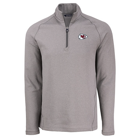 Chiefs Cutter and Buck Men's Grey Peshastin Eco Fleece Half Zip Pullover