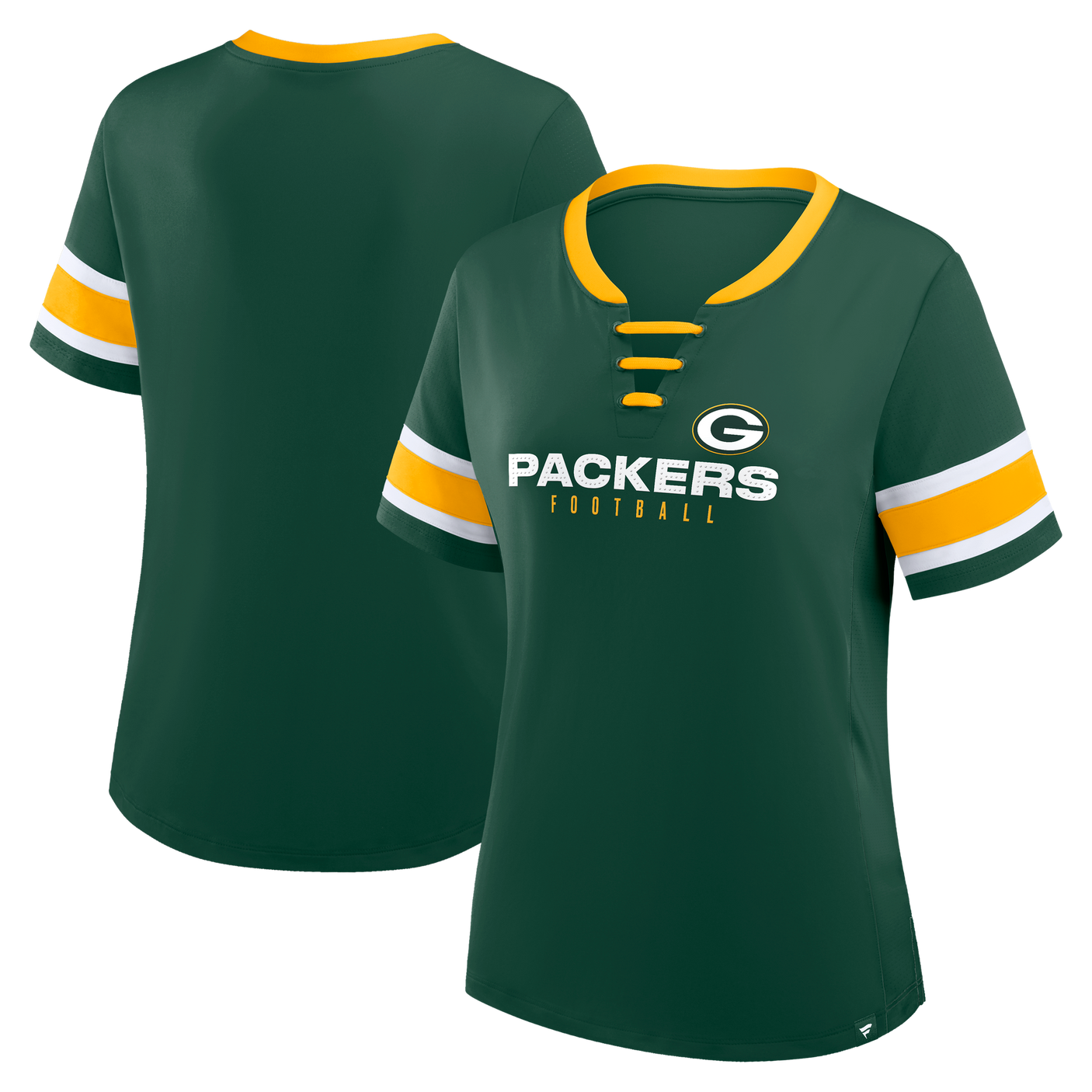 Packers 2025 Fanatics Women's Draw Play Athena Lace Up T-Shirt