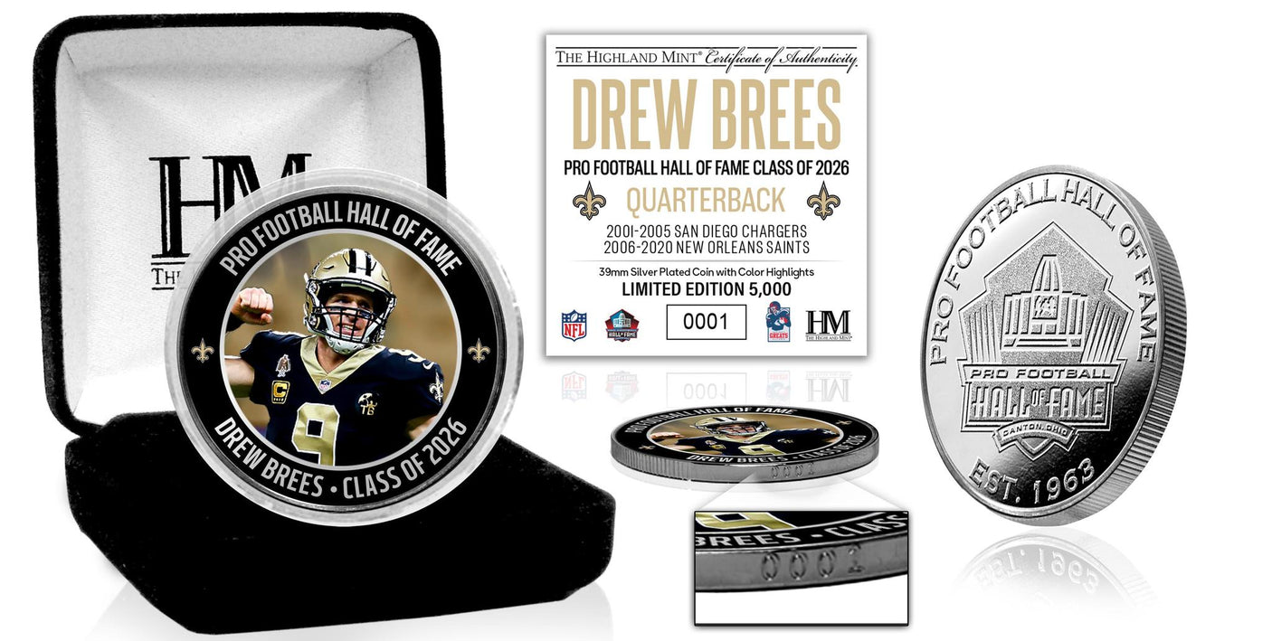 Drew Brees Class of 2026 Hall of Fame Induction Silver Plated Coin