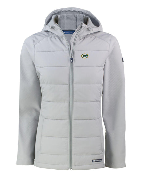 Packers Cutter and Buck Women's Concrete Evoke Eco Hybrid Hooded Jacket