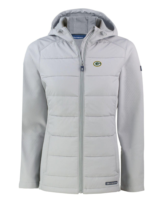 Packers Cutter and Buck Women's Concrete Evoke Eco Hybrid Hooded Jacket