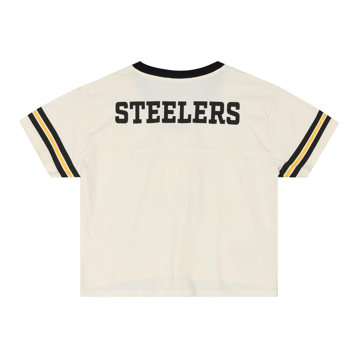Steelers 2026 Mitchell & Ness Women's Retro Roots Crop Boxy Yoke T-Shirt Pro Football Hall of Fame