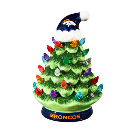 Broncos LED 8" Ceramic Christmas Tree