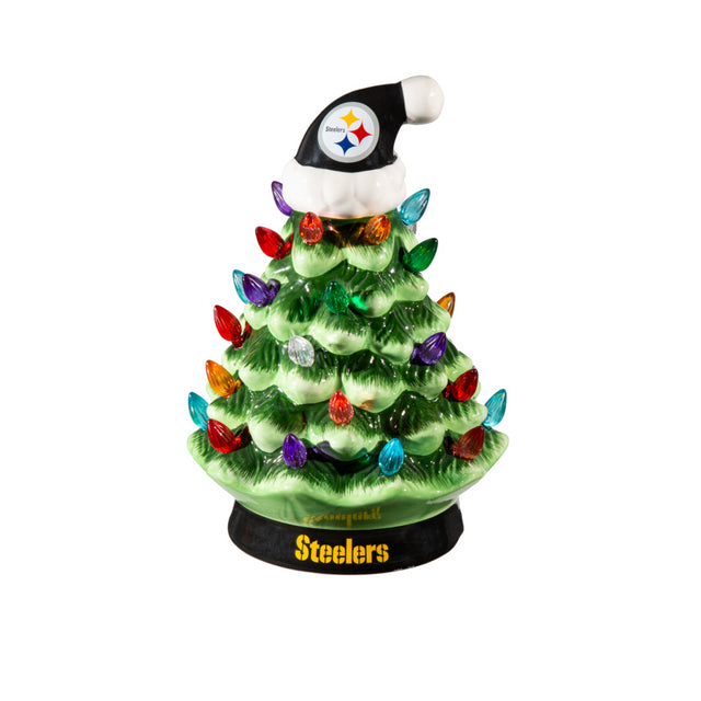 Steelers LED 8" Ceramic Christmas Tree