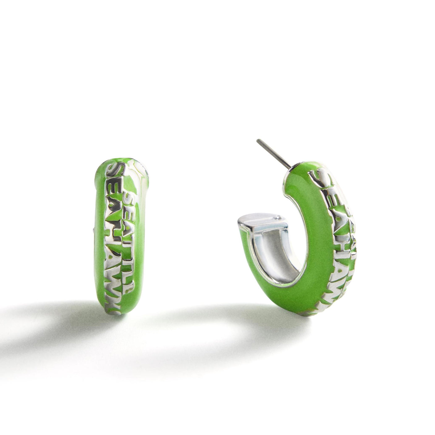 Seahawks Puffy Enamel Hoop Earrings