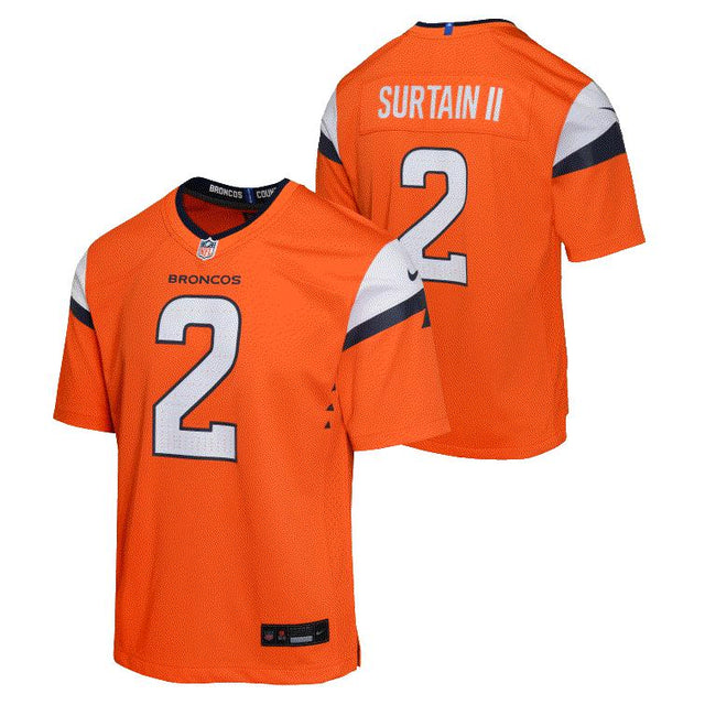 Nike Youth Denver Broncos Patrick Surtain II #2 Orange Game Jersey, XL