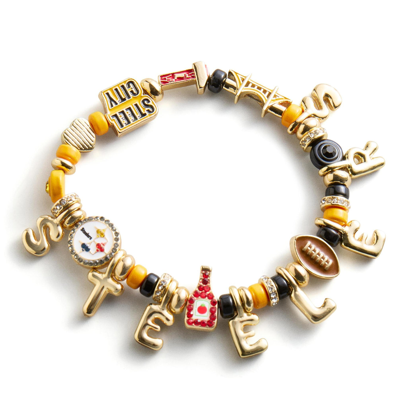 Steelers Motif Beaded Bracelet