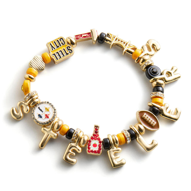 Steelers Motif Beaded Bracelet