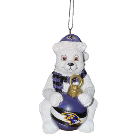 Ravens Sitting Polar Bear Ornament