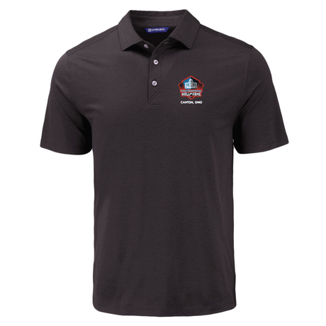 Hall of Fame Cutter & Buck Men's Black Coastline Recycled Double Peached Polo Pro Football Hall of Fame