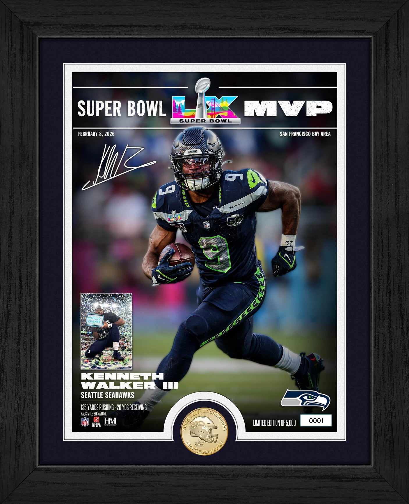 Seahawks Super Bowl LX (60) Champs MVP Bronze Coin Photo Mint