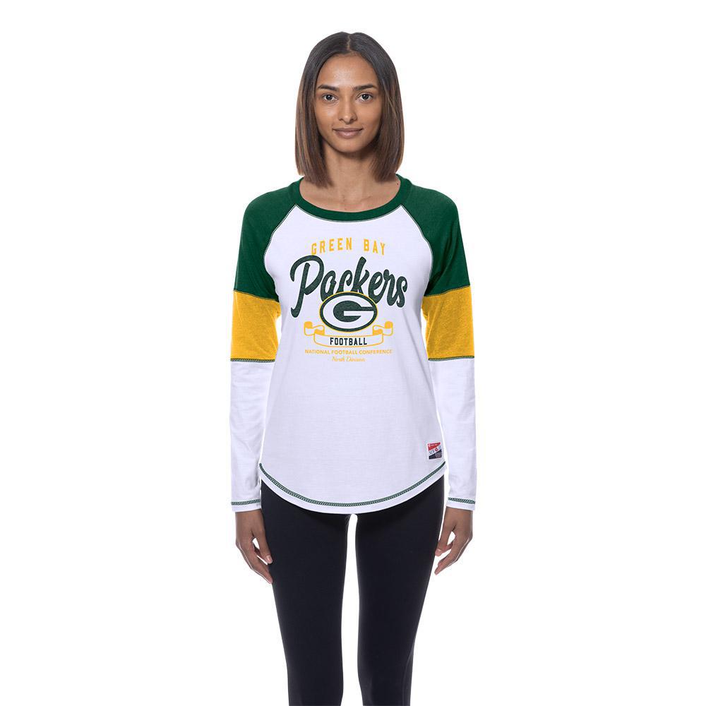 Packers 2025 New Era Women's White Long Sleeve T-Shirt