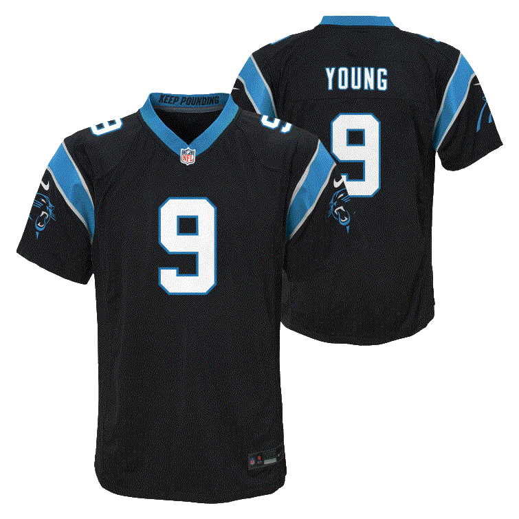 panthers gear Nike Youth Carolina Panthers Bryce Young #9 Black Game Jersey, XL