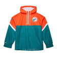 Dolphins 2025 Mitchell & Ness Men's NFL Tie Breaker Anorak Vintage Logo Lightweight Windbreaker