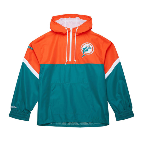 Dolphins 2025 Mitchell & Ness Men's NFL Tie Breaker Anorak Vintage Logo Lightweight Windbreaker