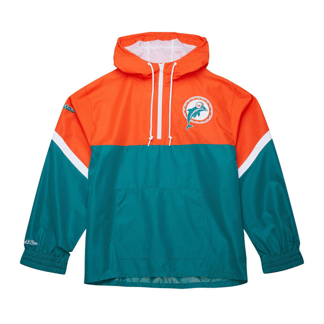 Dolphins 2025 Mitchell & Ness Men's NFL Tie Breaker Anorak Vintage Logo Lightweight Windbreaker