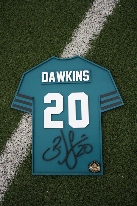 Brian Dawkins 3D Wood Jersey Sign