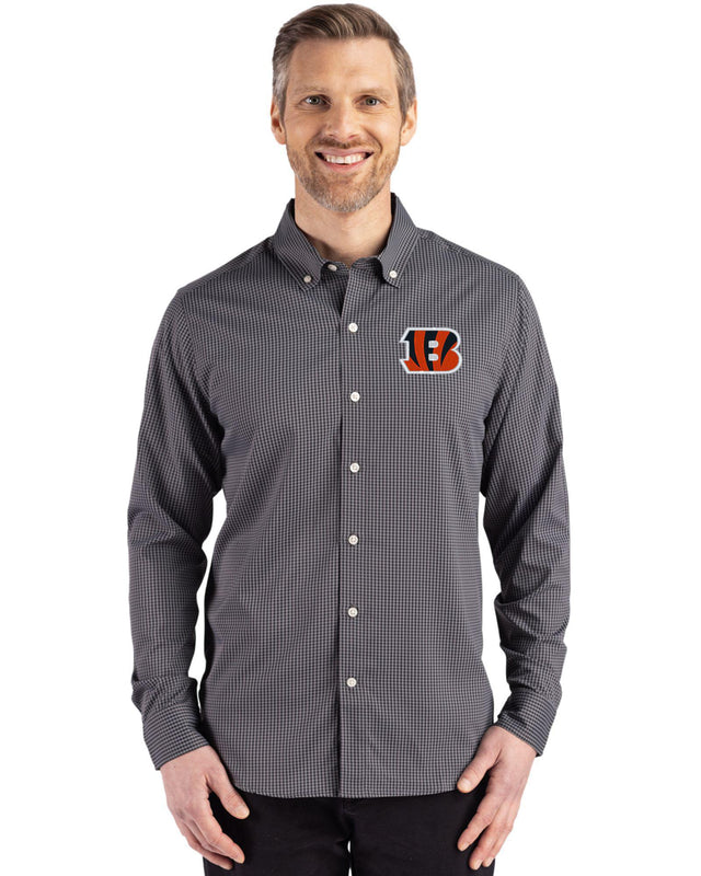 Bengals Cutter & Buck Men's Skyline Eco Gingham Button Down Shirt