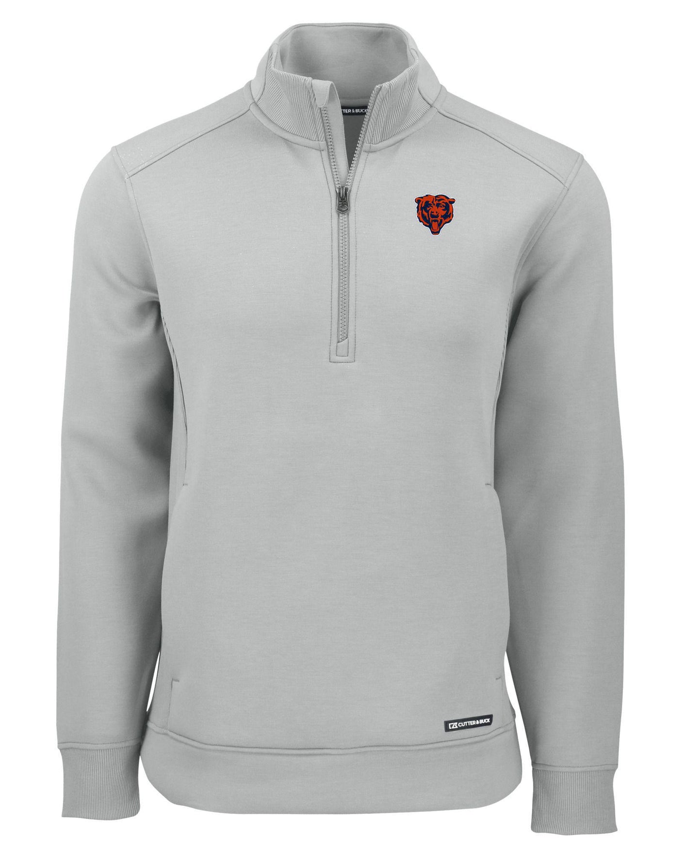 Bears Cutter and Buck Men's Grey Roam Eco Quarter Zip Pullover
