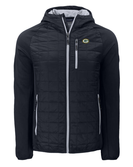 Packers Cutter and Buck Men's Black Rainier PrimaLoft Eco Hybrid Jacket