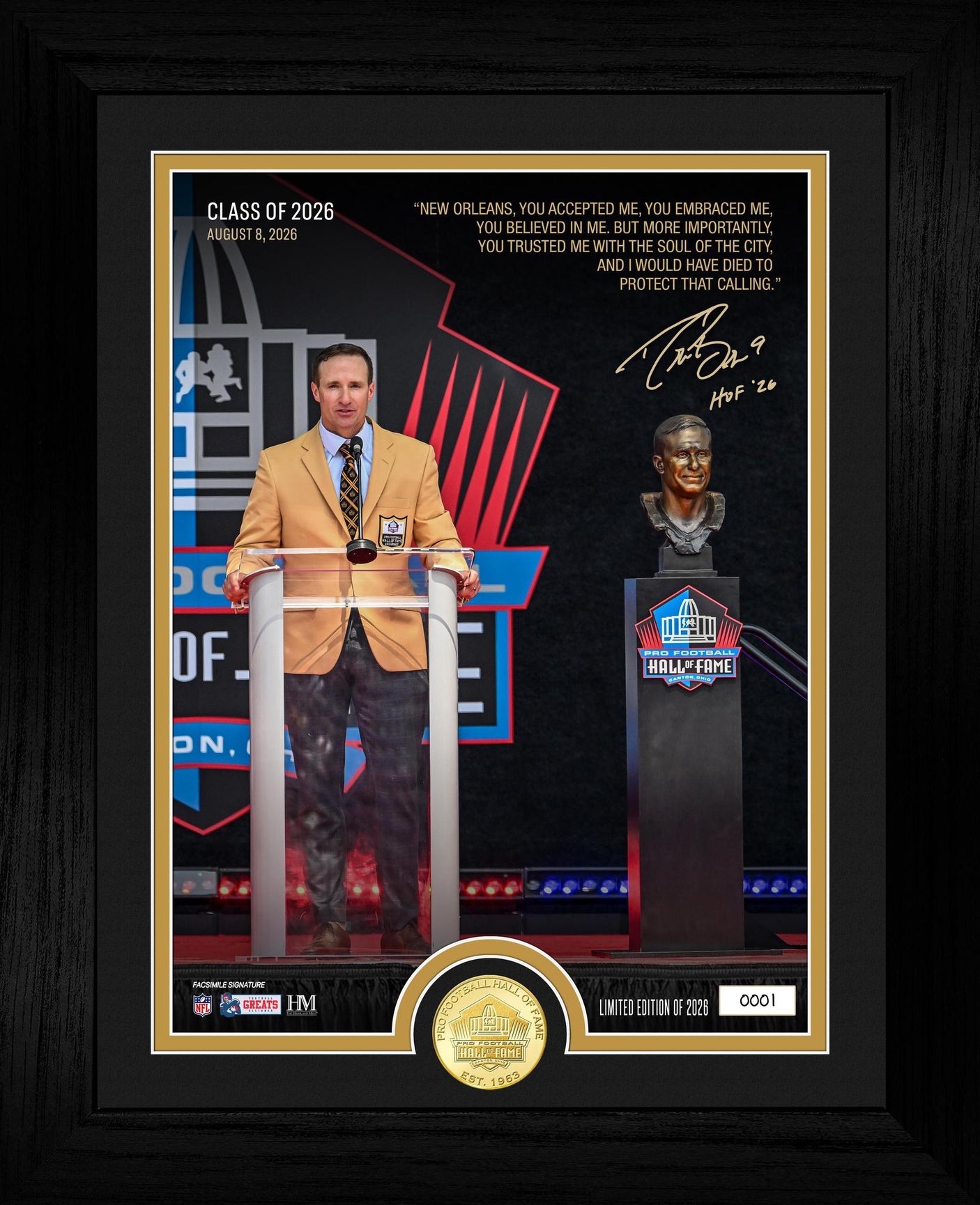 Drew Brees Pro Football Hall of Fame Induction Bronze Coin Photo Mint (10353592008980)