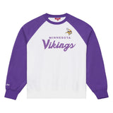 Vikings 2026 Mitchell & Ness Women's NFL Head Coach Raglan Crewneck Pro Football Hall of Fame