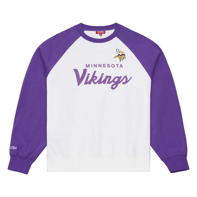 Vikings 2026 Mitchell & Ness Women's NFL Head Coach Raglan Crewneck Pro Football Hall of Fame
